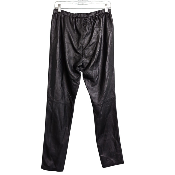 LUXE Neiman Marcus Black Genuine Leather Pull-On Trousers Elastic Waist XL - Picture 3 of 7